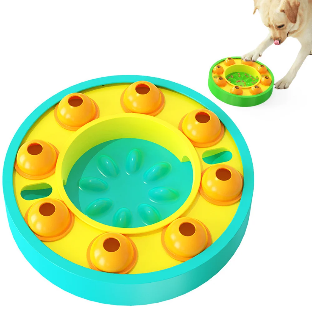 

Interactive Dog Toys Nonslip Turntable Slow Food Dispenser Dish Puppy Puzzle Treat Toys Pet Slow Feeder IQ Training Dog Game