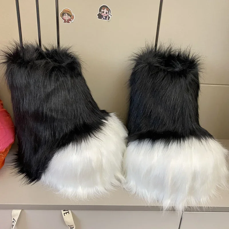 SN55Новый Kig Fursuit обувь для косплея пушистый меховой костюм сапоги Rubbit Cat милые