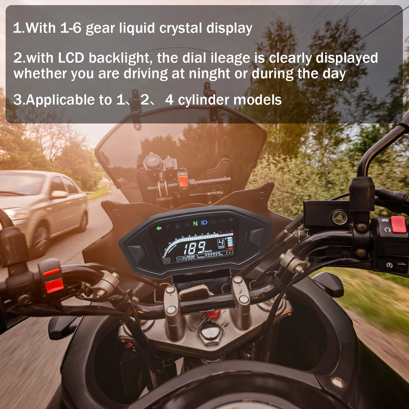 Мотоцикл Универсальный ЖК цифровой Подсветка одометр спидометр с об/мин