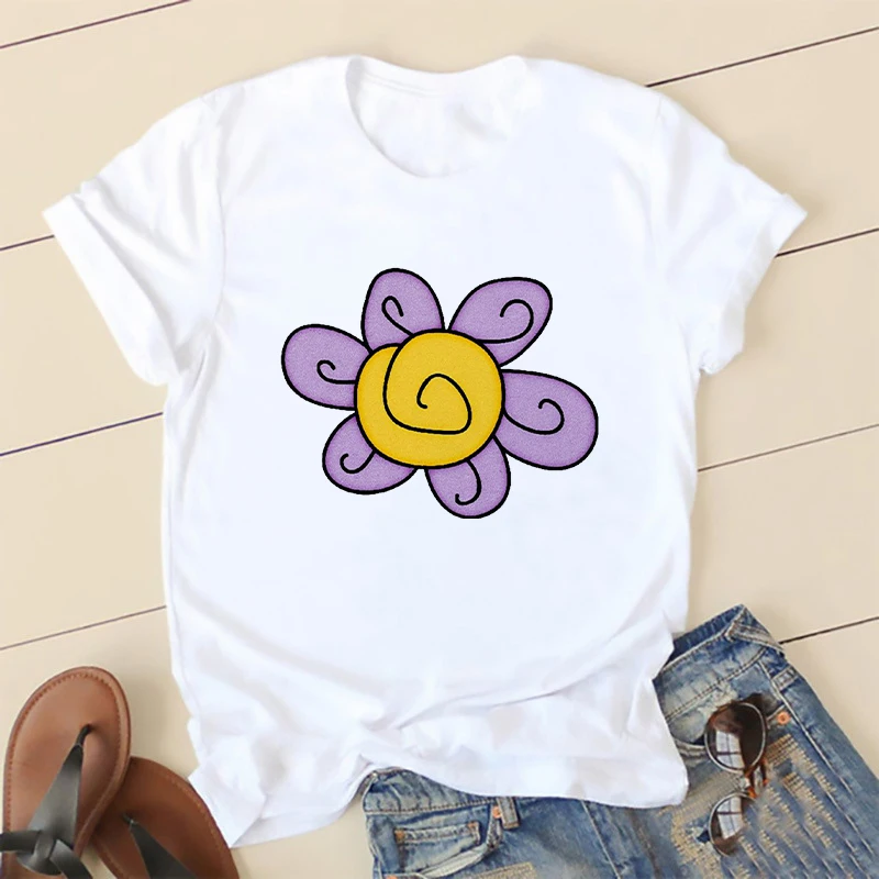 

Women's T-shirt Casual Tee shirt Womens Cartoons Tops Ladies T-shirts Clothes 90s Simple Summer Basic White Tee Women T Shirts