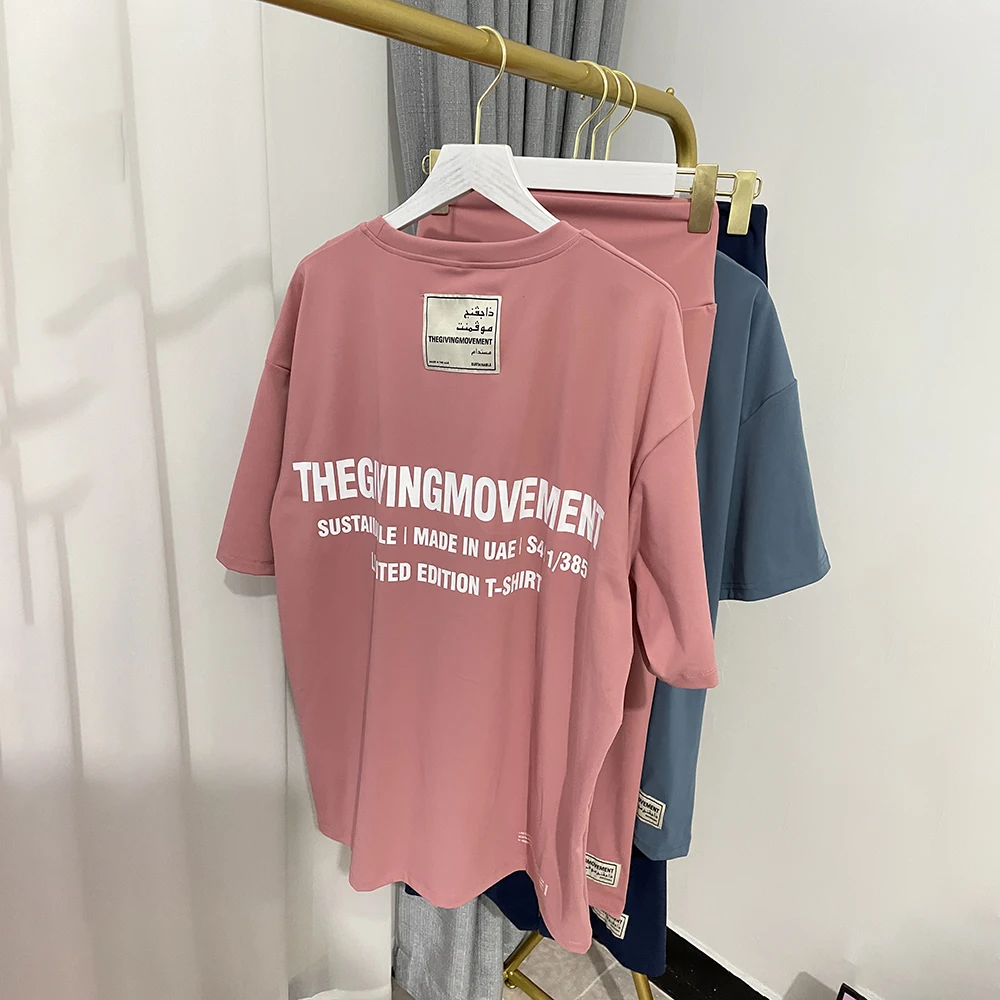 

TGM Soild T Shirt Women Summer Suits New Loose Solid Tees + Leggings Casual Loose Tshirt Oversized Workout Running Female Set