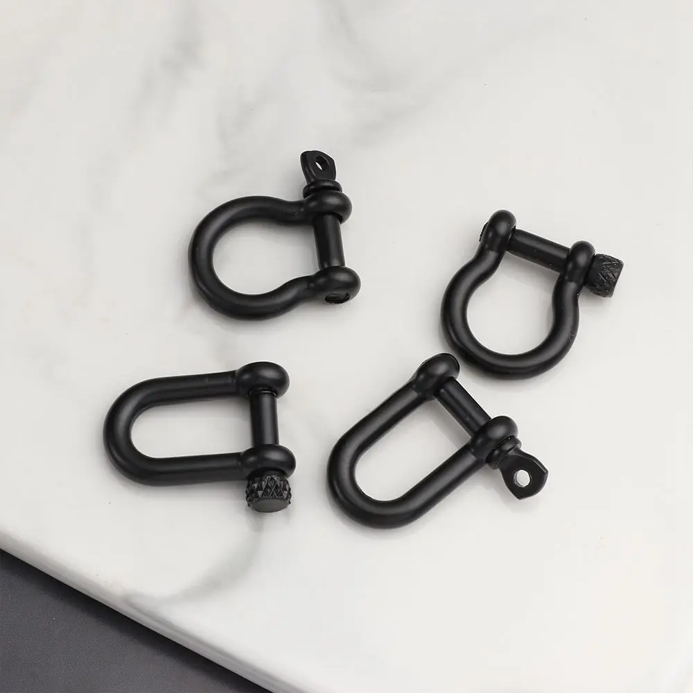 

Solid D Bow Shackle Staples Stainless Steel Carabiner Fob Key Ring Keychain Hook Screw Joint Connector Buckles Outdoor Buckle