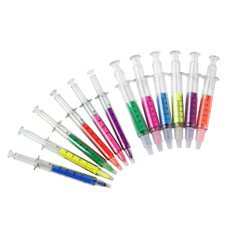 

6 Colors Highlighter Marker Set-Syringe Highlighters Pen Aesthetic Highlighter