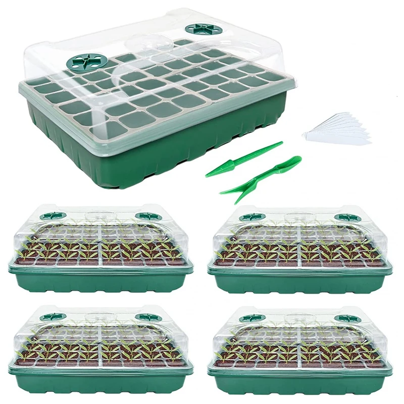 

Seed Starter Tray Kit 5-Set Seed Starter Kit Seed Trays With Humidity Dome And Base Seed Germination Kit Seedling Tray