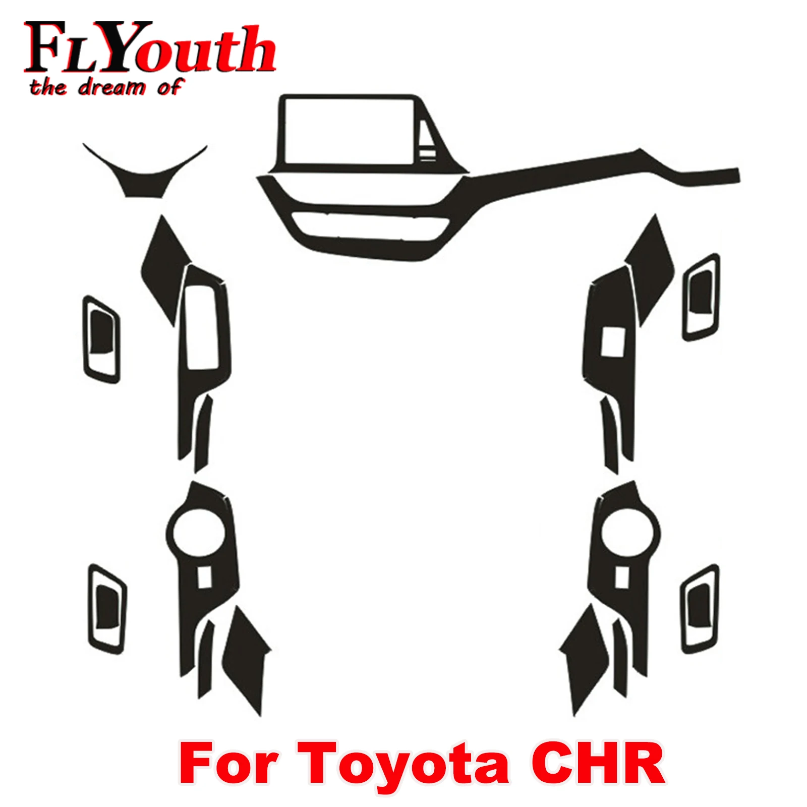 

Наклейка 5D из углеродного волокна для Toyota CHR, панель переключения передач автомобиля, держатель стакана для воды, панель, рамка, Обложка, отд...