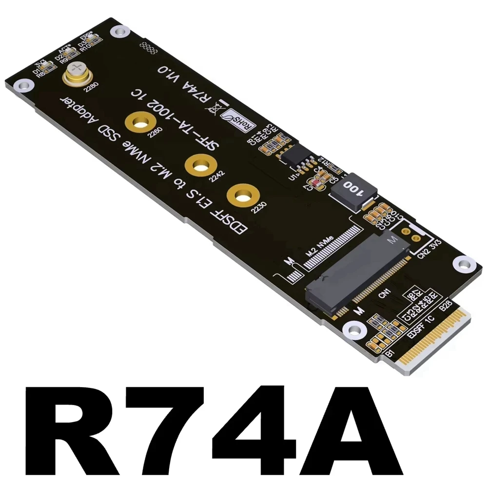 Фото Карта-удлинитель PCIe X4 5.0 NVMe для M.2 SSD, адаптер EDSFF 4C+ E1.S для карт M.2 NGFF Key M (2230) 22мм X 80мм NVMe №2