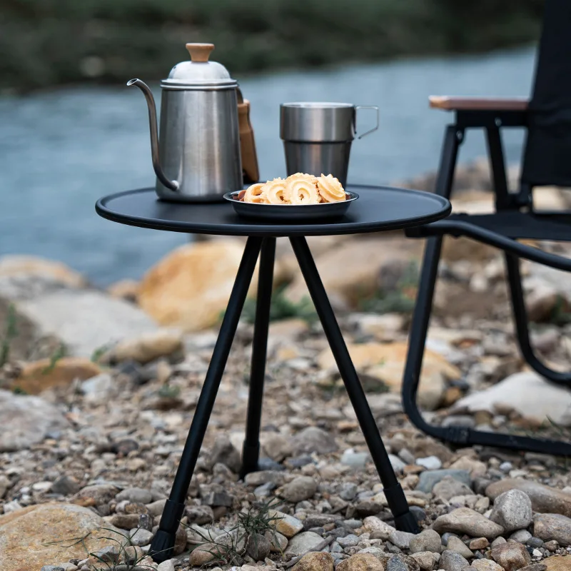 

Telescopic Folding Round Table Outdoor Three-legged Dining Table Portable Aluminum Alloy Coffee Table Hike Picnic Liftable Table