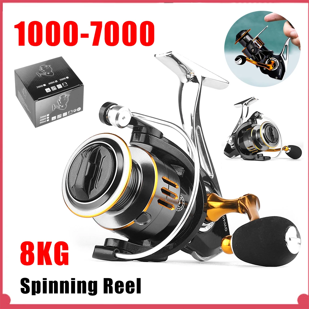 

Metal Spinning Reel GW1000-7000 Fishing Reel 8KG Max Drag 5.1:1 Gear Ratio Metal Spool Freshwater Saltwater Fishing Accessories
