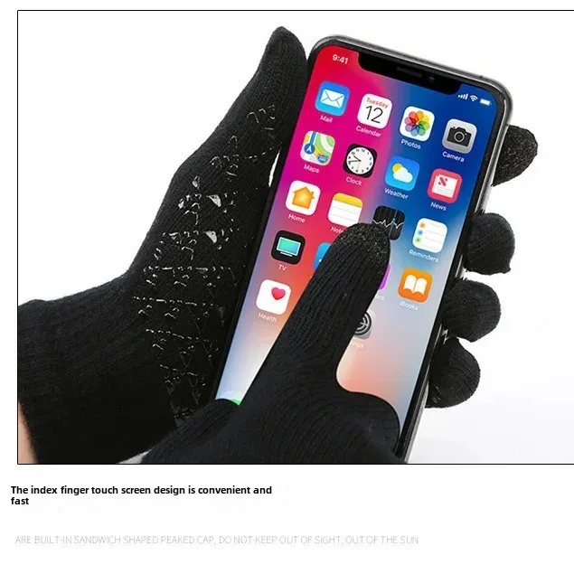 Осенне-зимняя теплая плотная вязаная шапка с флисовой подкладкой перчатки и шарф