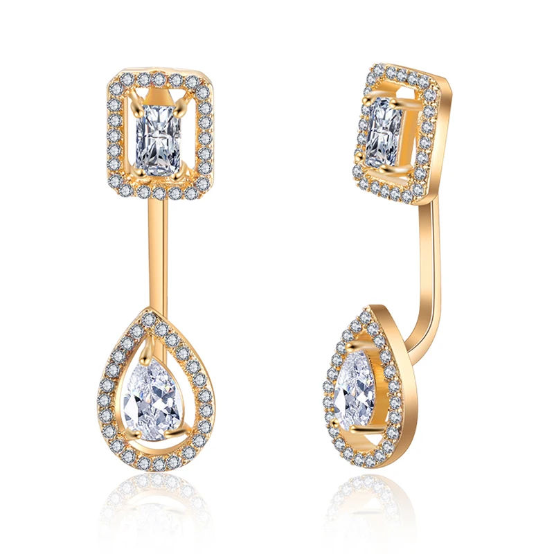 

Luxury White Gold Color AAA Cubic Zirconia Earrings Stud for Women High Quality Bridal Wedding Statement Jewelry Wholesale