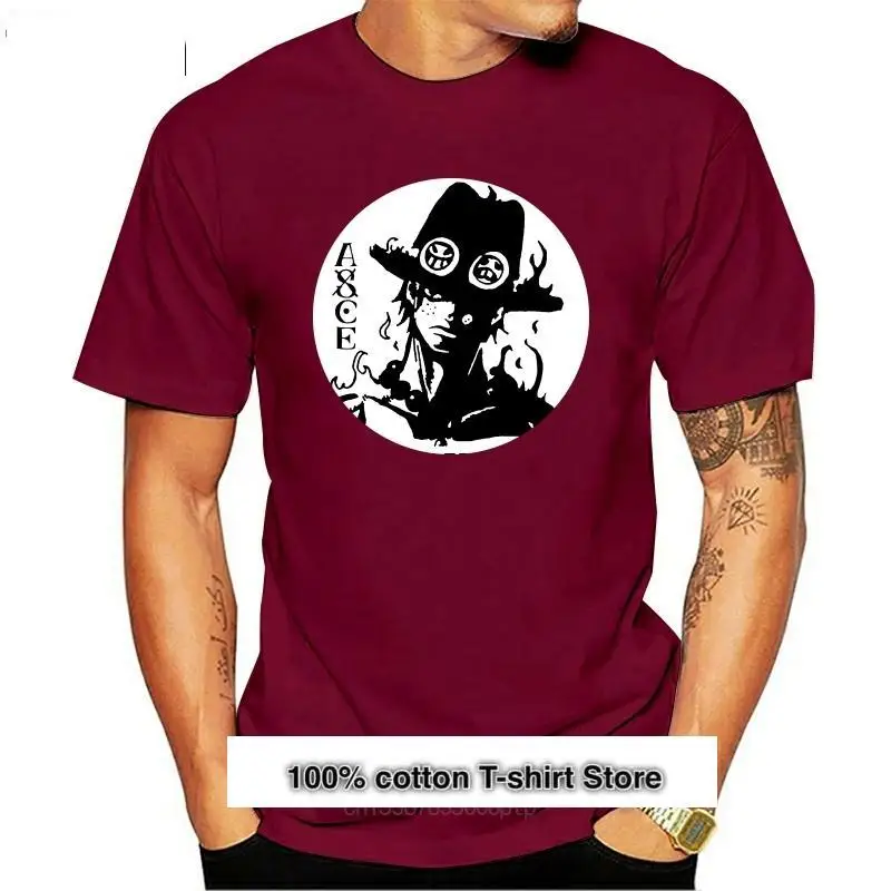 

Camiseta de para hombre, camisa de Manga corta con estampado de Portgas D Ace, Luffy, barba blanca, piratas, Anime