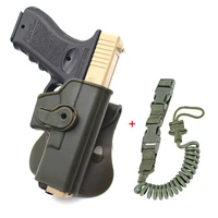 tactical gun holster belt waist pistol holster for glock 17 19 with magazine pouch spring lanyard safety sling hunting accessory