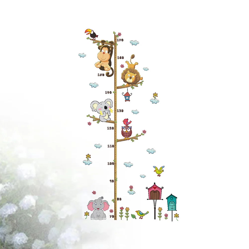 

1PC Removable DIY Peel and Creative Cartoon Zoo Animals Height Measure Wall Sticker Wall Decals