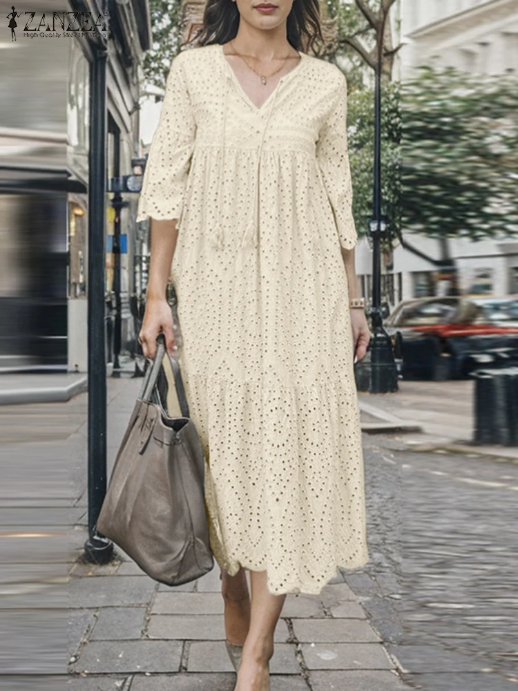 ZANZEA 2024 летнее платье женское элегантное повседневное праздничное модный сарафан