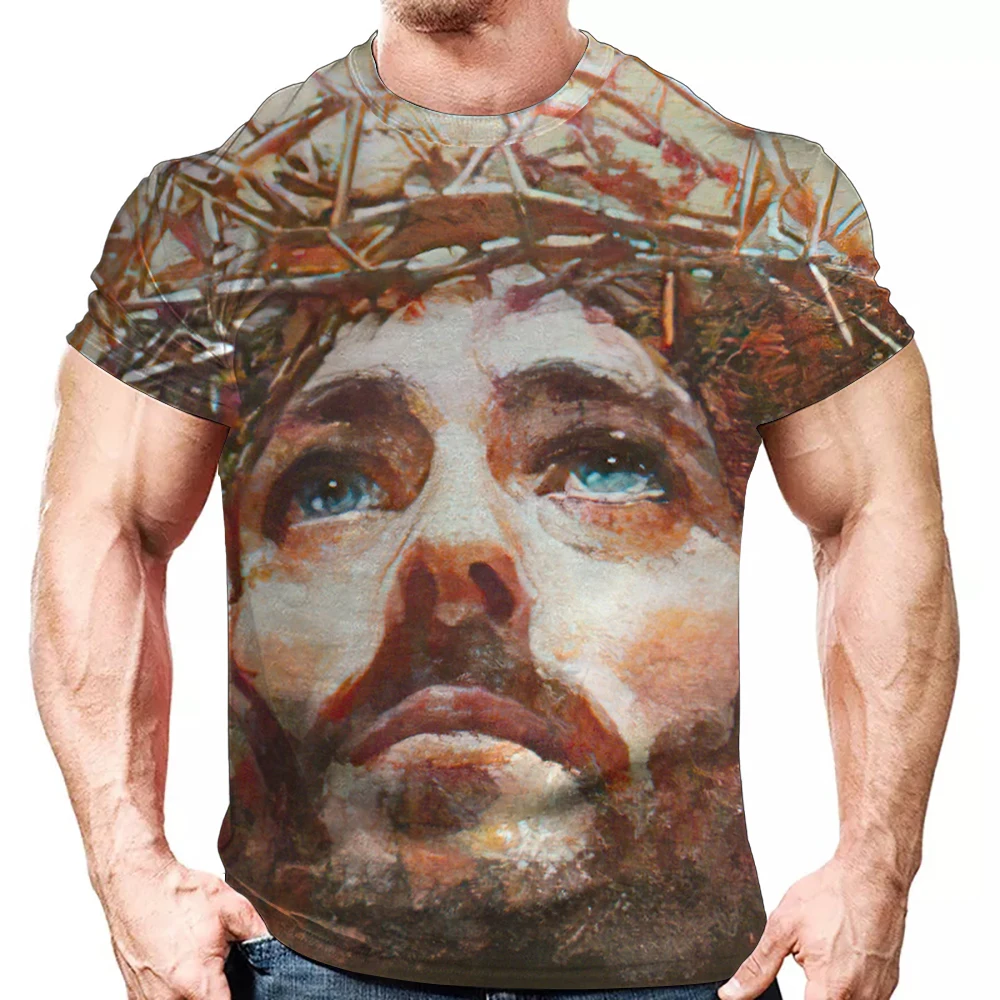 

Vintage Jesus Christ 3d Print T-shirts Men Summer Fashion Casual Short Sleeve Cool T Shirt Harajuku Streetwear Oversized Top 6xl