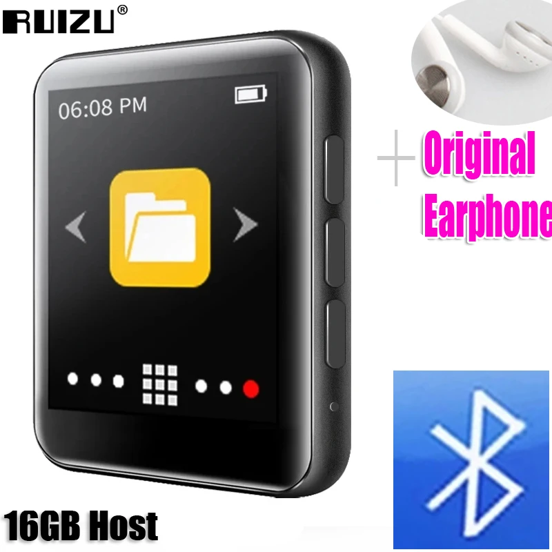 

RUIZU M4 Support Bluetooth MP3 Player with High Resolution Walkman and Full Touch Screen Built-in Speaker HiFi Lossless Sound