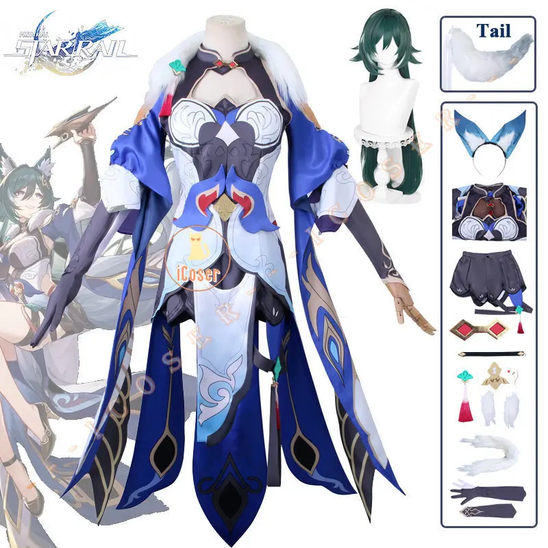 

Yukong Cosplay Costume Honkai Star Rail Wig Dress Tail Ears Uniform Helm Master Xianzhou Luofu Halloween Party Women Role Play