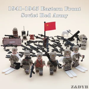 WW2 Россия Советская Красная Армия Восточный фронт США Великобритания мини солдат Военная война фигурка оружие строительный блок кирпич детская игрушка