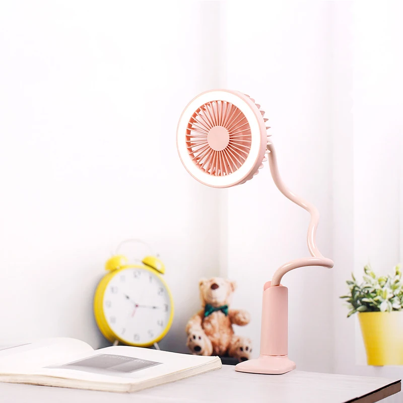 

New Style Table Lamp Clip Fan USB Fan Flexible with LED Light 2-speed Adjustable Cooler Mini Portable Table Lamp Clip Fan