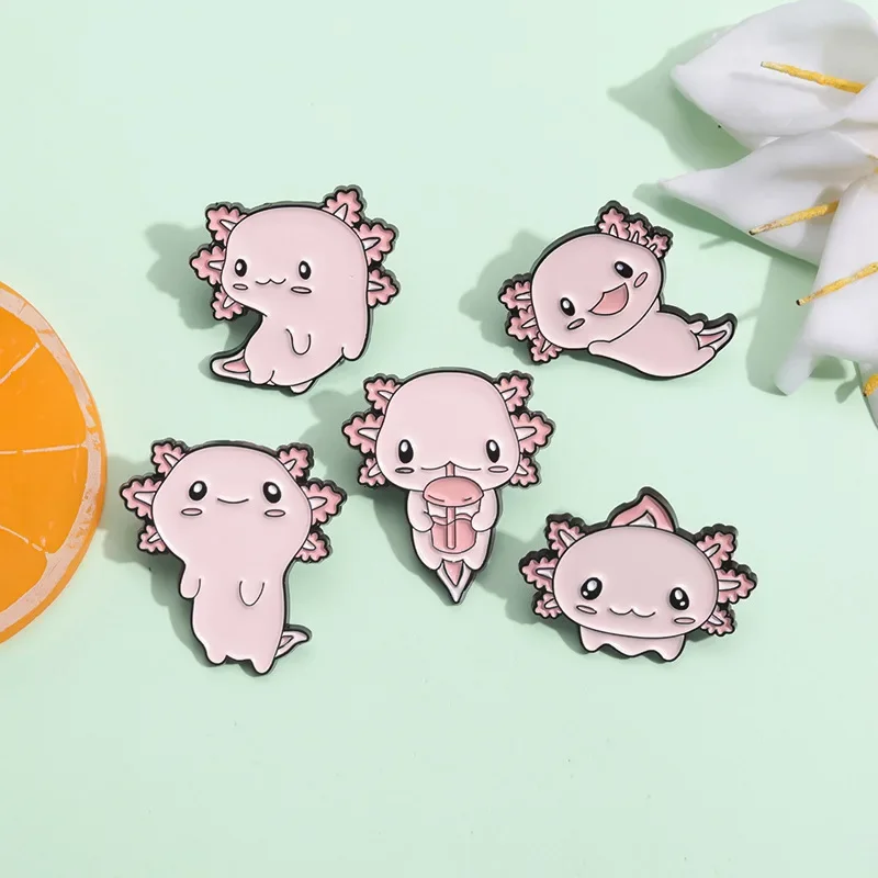 Милые эмалевые булавки саламандра розовые амфибии четырёхступенчатые