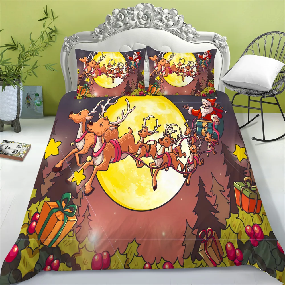 

Christmas Style Bed Comforter Covers Microfiber Home Bedclothes Single Double Size Quilt Cover Set Man Woman Bedspreads