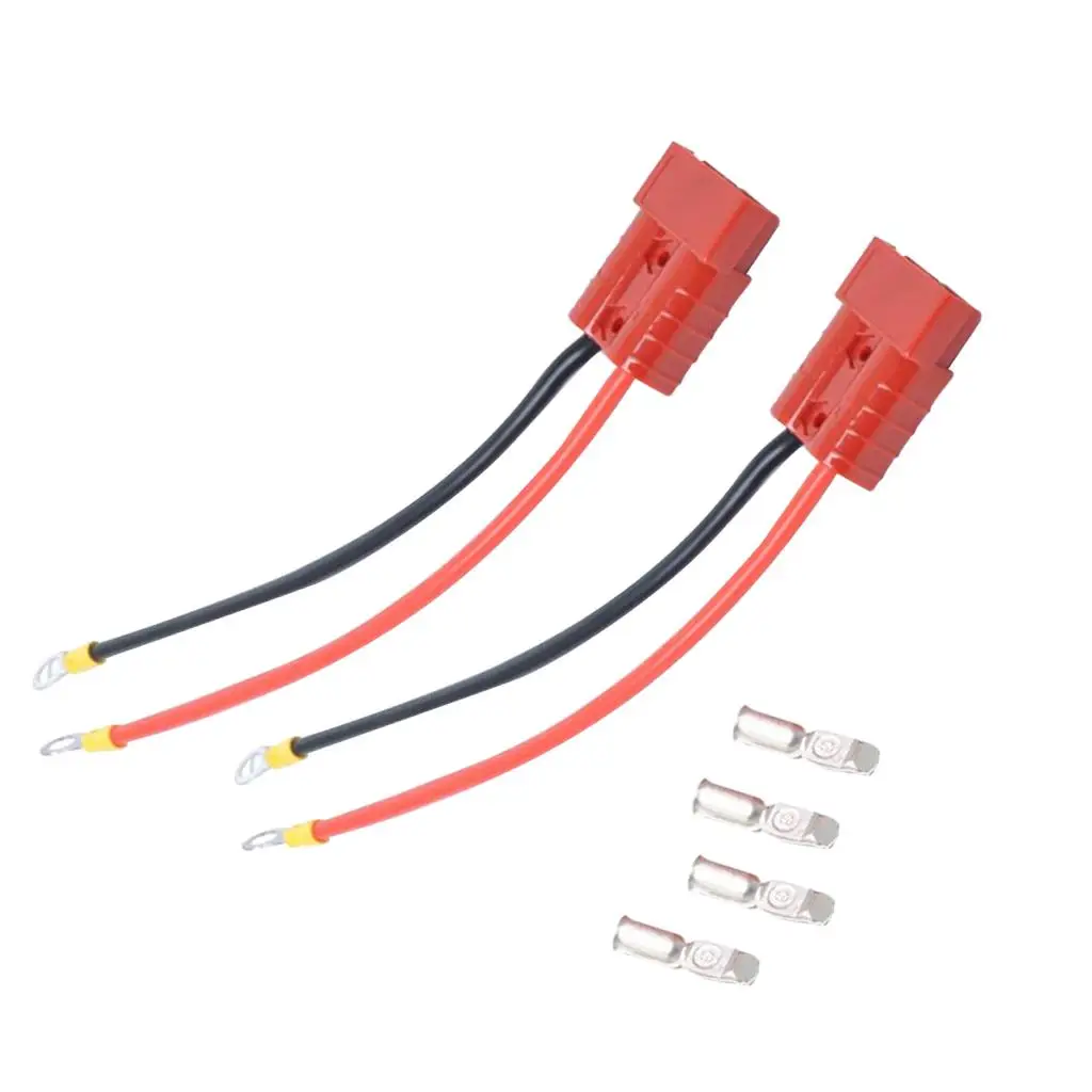 

2 Pieces 50Amp Battery Quick Connerctor Plug Terminals with 25cm Wrie Red