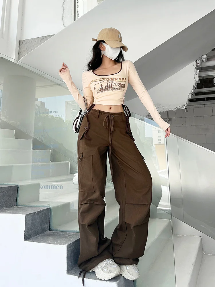 

TVVOVVIN Spring Autumn American Casual Pants Jazz Loose Straight Wide Leg Pants Sports Pants Women Trousers Fashion Pants TM23