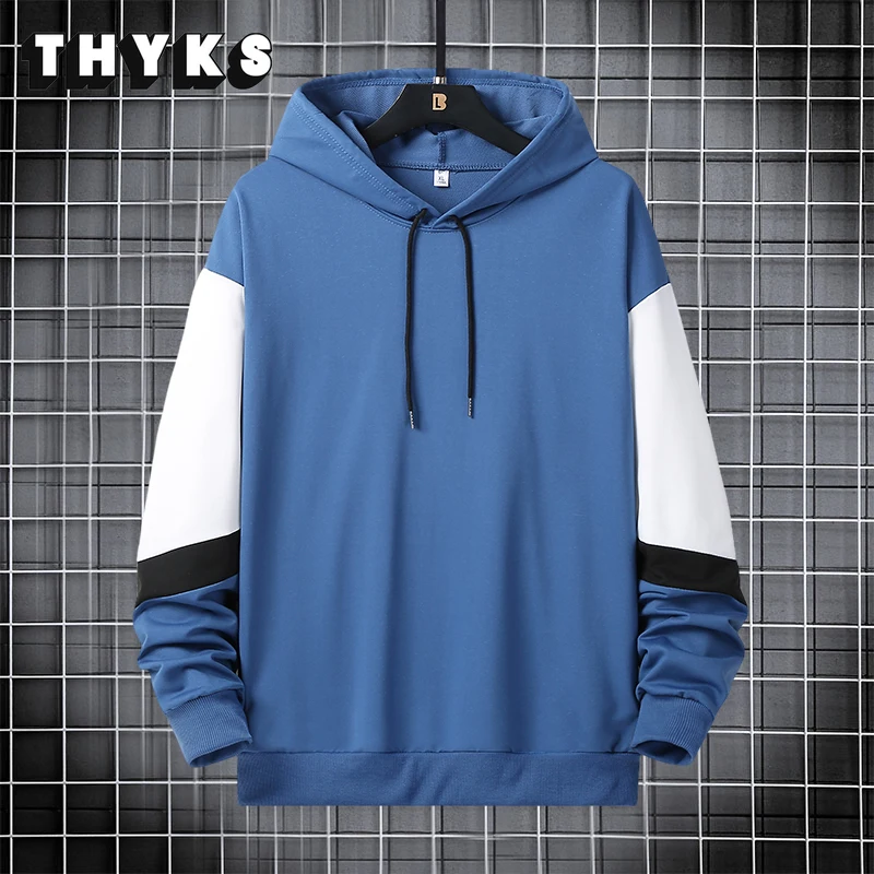 

Spring Casual Hoodies Mens Fashion Solid Color Long Sleeve Pullover Trend Patchwork Hoodie Men Korean Harajuku Sweatshirts