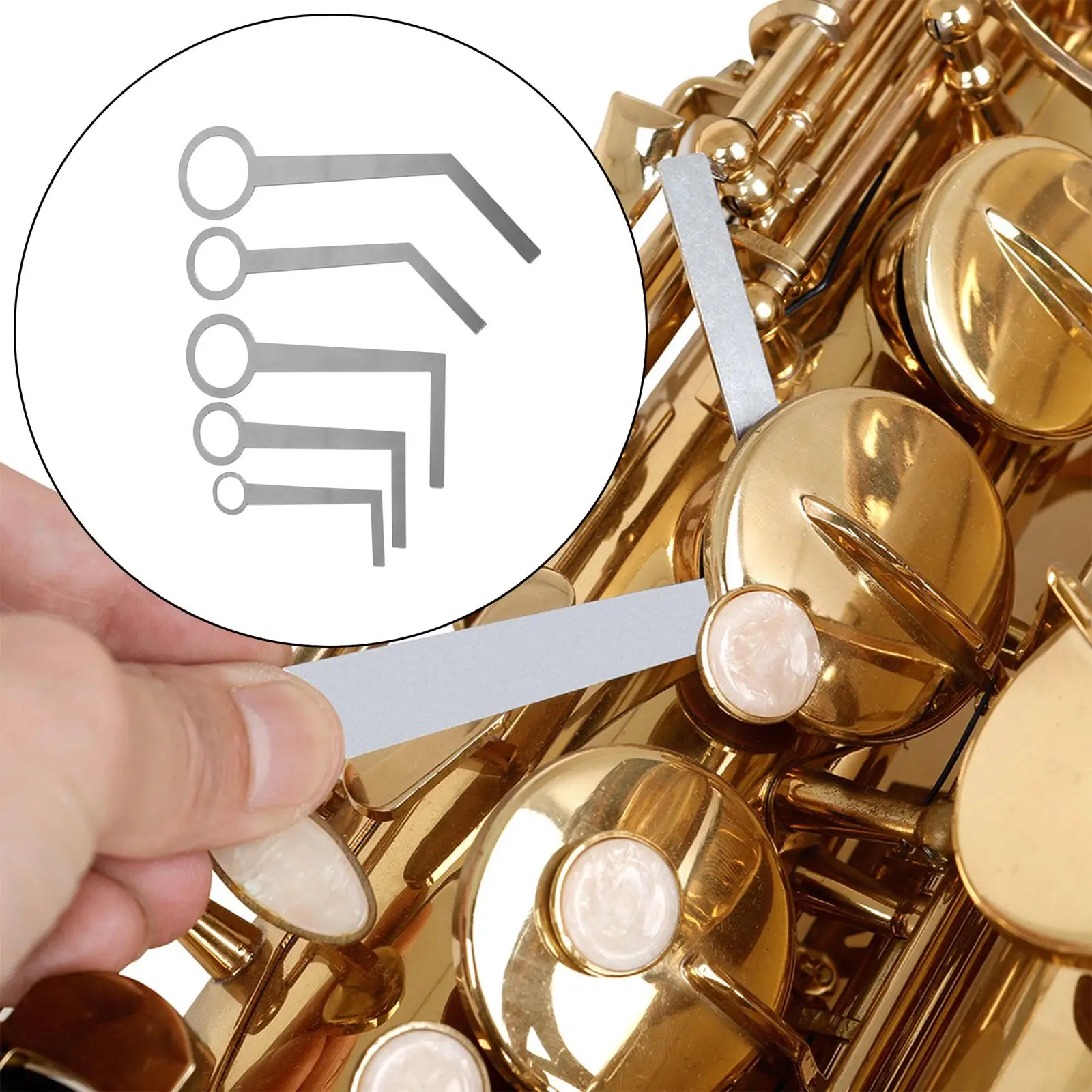 

5x Sax Repair Kit Woodwind Instrument Maintanance Kit Metal Sax Pad Leveling Tool for Flute
