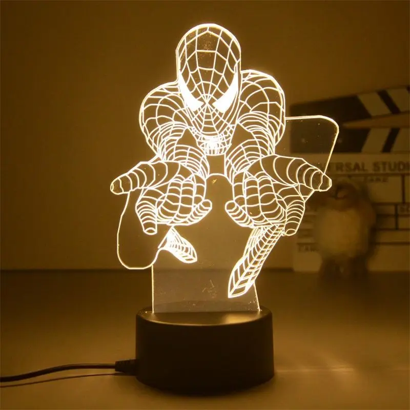 Disney Marvel The Avengers 3D Night Light Led Spiderman Spider Man Captain America Figure Table Lamp Toy Birthday Gifts - купить по