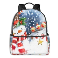 cute snowman portrait backpacks for school rucksack cute bookbag for laptop men casual outdoor daypack travel
