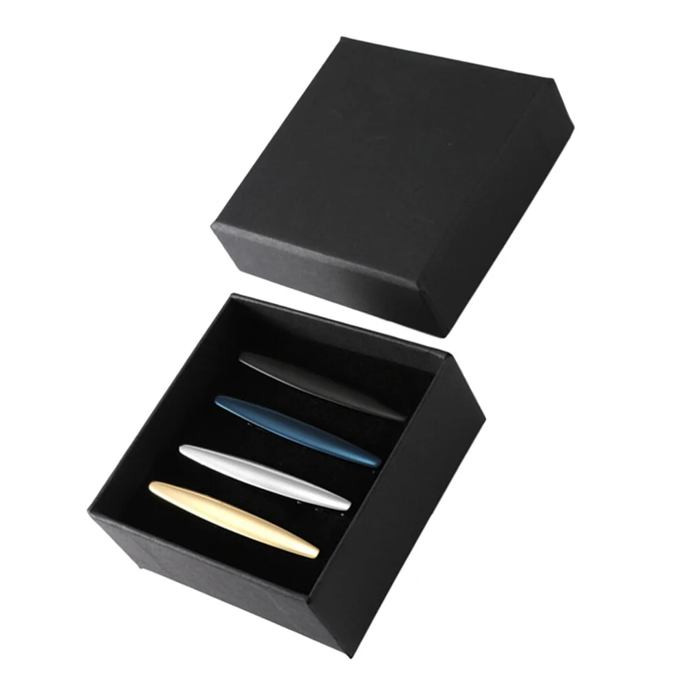 4pcs Necktie Clip Copper Business Meeting Tie Bar Clips Tie Pinch with Gift Box