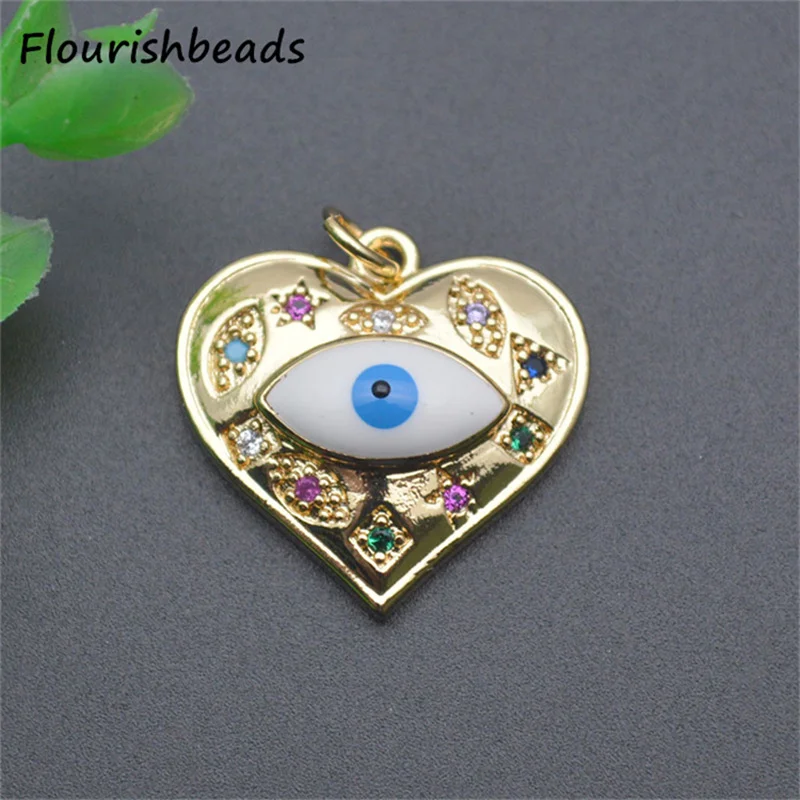 

20pcs Nickel Free Gold Plated CZ Pave 20x21mm Enamel Heart Shape Metal Necklace Charms Pendants for Diy Jewelry Making