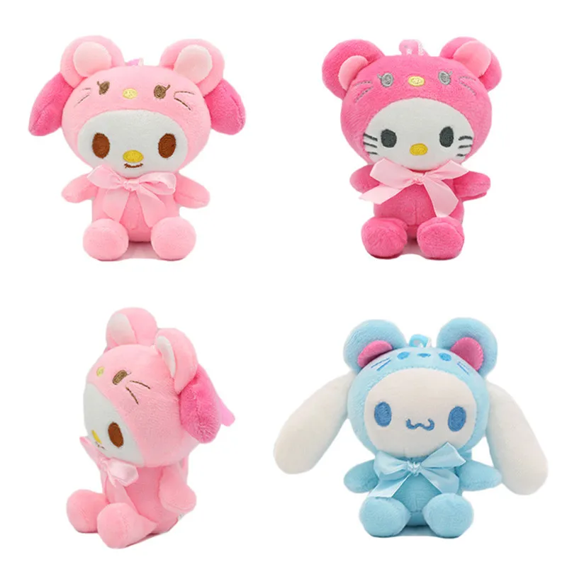 

Sanrio 10cm Kawaii Kuromi My Melody Plush Toy Cartoon Cinnamoroll Kt Cat Purin Dog Stuffed Animal Cute Plushie Pendant Doll Toys