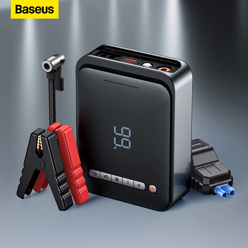 

Baseus 2 In 1 Car Jump Starter Power Bank Air Compressor Inflator Pump 1000A Portable Power Station Car Battery Charger Booster
