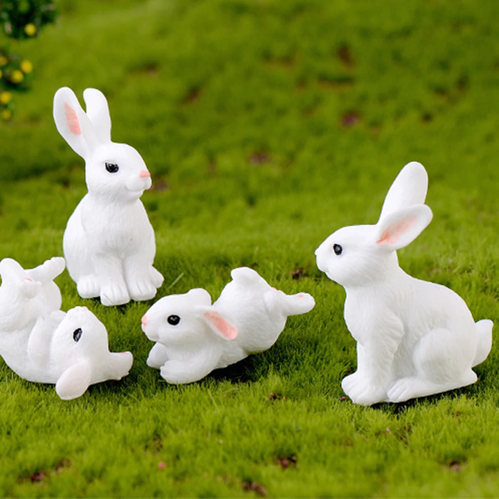 

Cute Resin Bunny Ornament Home Miniature Landscape Decoration Mini Rabbit Miniature Figurines Homes Decorate Easter Decoration