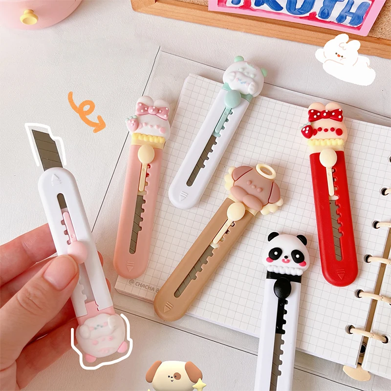 

Kawaii мультфильм Животные Мини Портативный Ulity нож Коробка резак Карманные тянущиеся бумажные резаки школьные офисные принадлежности