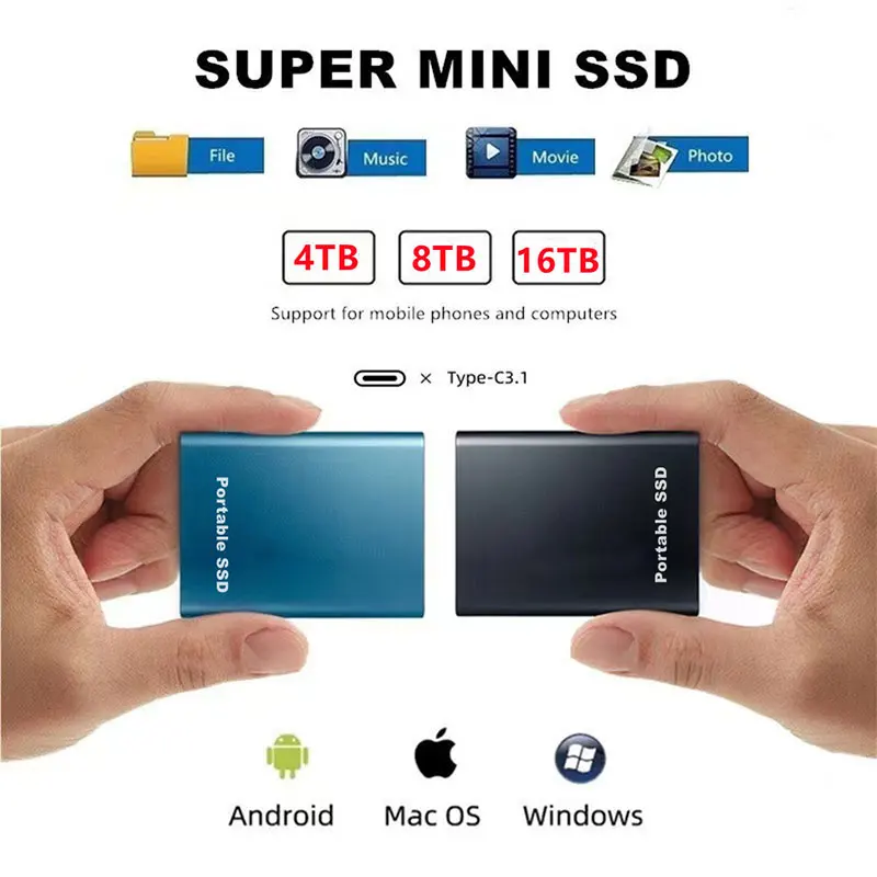 Внешний жесткий диск SSD портативный Оригинальный 8 ТБ 10 14 16 Usb флэш-накопитель для