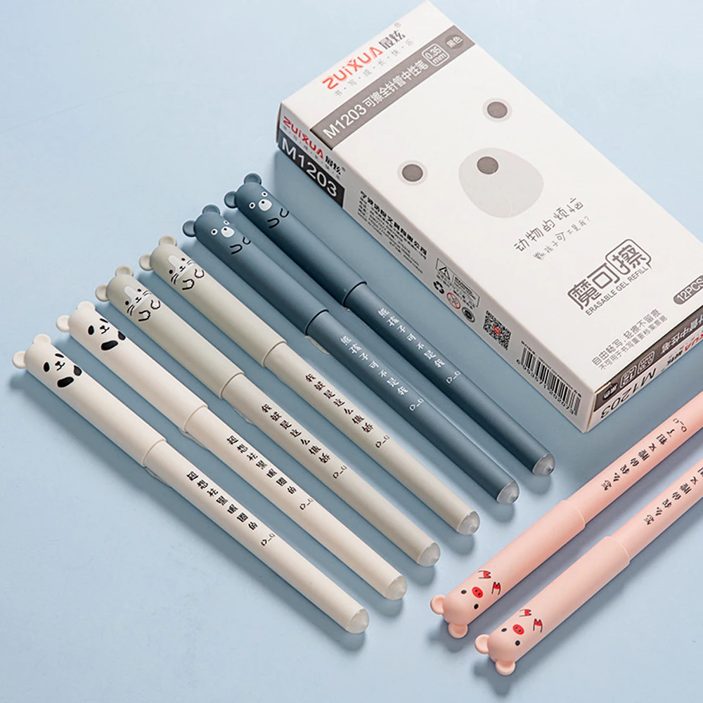 

4/50 Pcs/Set Kawaii Pig Bear Cat Mouse Erasable Gel Pen School Office Supplies Stationery Gift 0.35mm Blue Black Ink