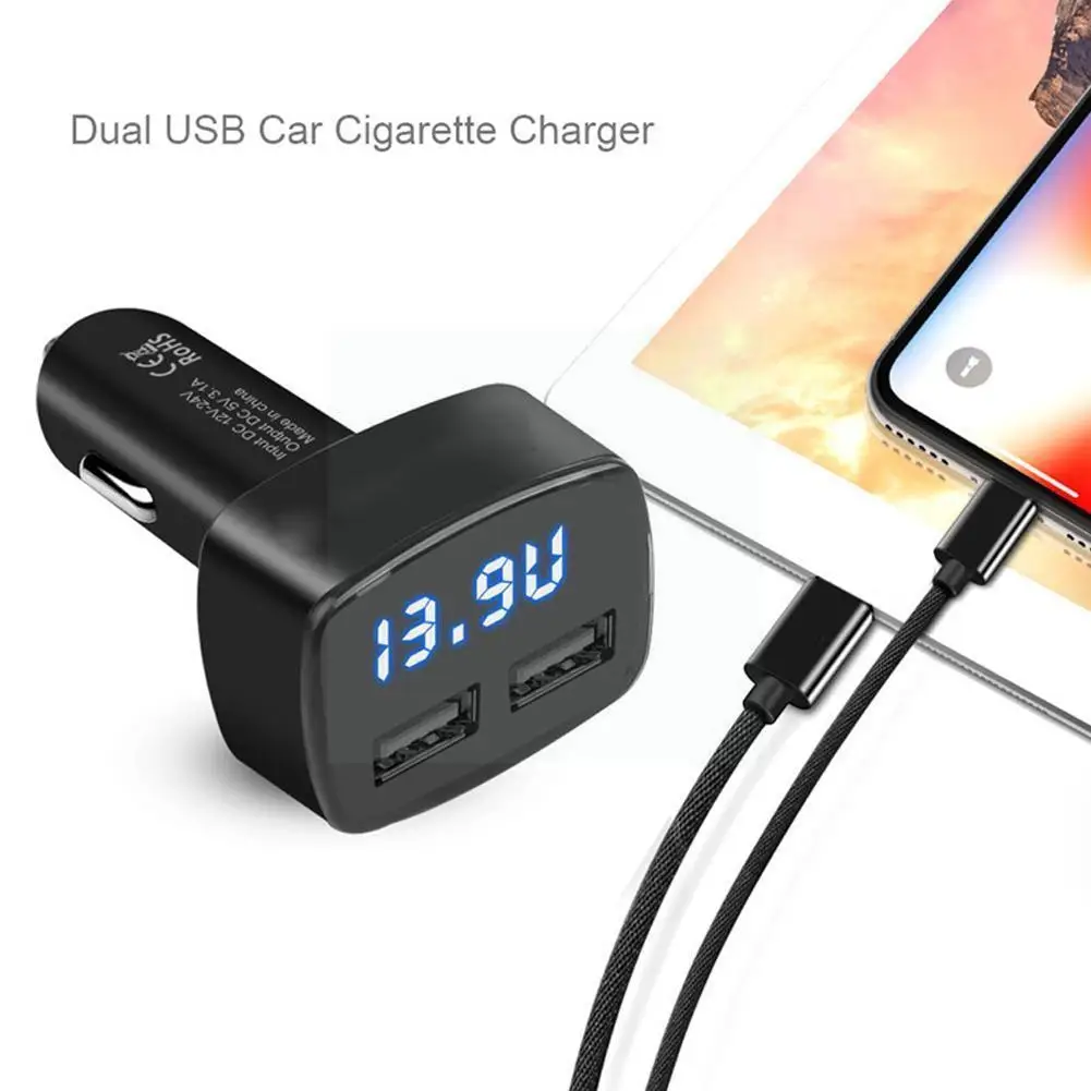 

Автомобильное зарядное устройство 4 в 1, с двумя Usb-портами и ЖК-дисплеем