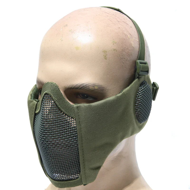 

Breathable Tactical Steel Mask, Face and Ear Protection, Outdoor Protection, Half-face Gear