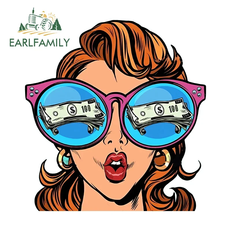 

EARLFAMILY 13 см для очков, забавные автомобильные наклейки в американском художественном стиле, простые наклейки с героями мультфильмов, устойчивые к царапинам, декор для лобового стекла, доски для серфинга