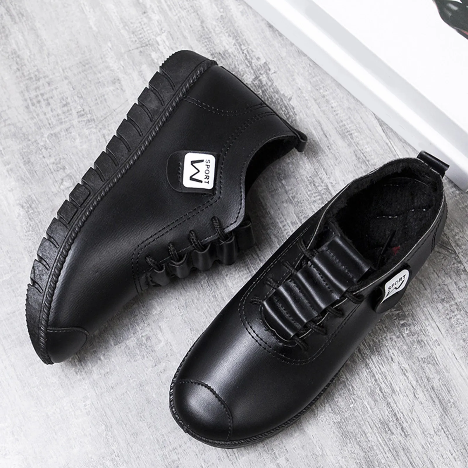 Женские туфли из искусственной кожи с надписью женская обувь для отдыха черная