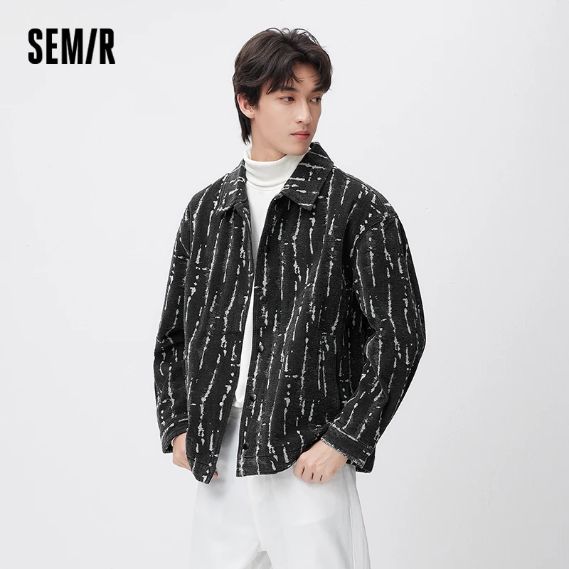 Фото Текстурированная куртка Semir, мужская весенняя жаккардовая джинсовая винтажная стираная свободная повседневная модная индивидуальная стильная куртка №3