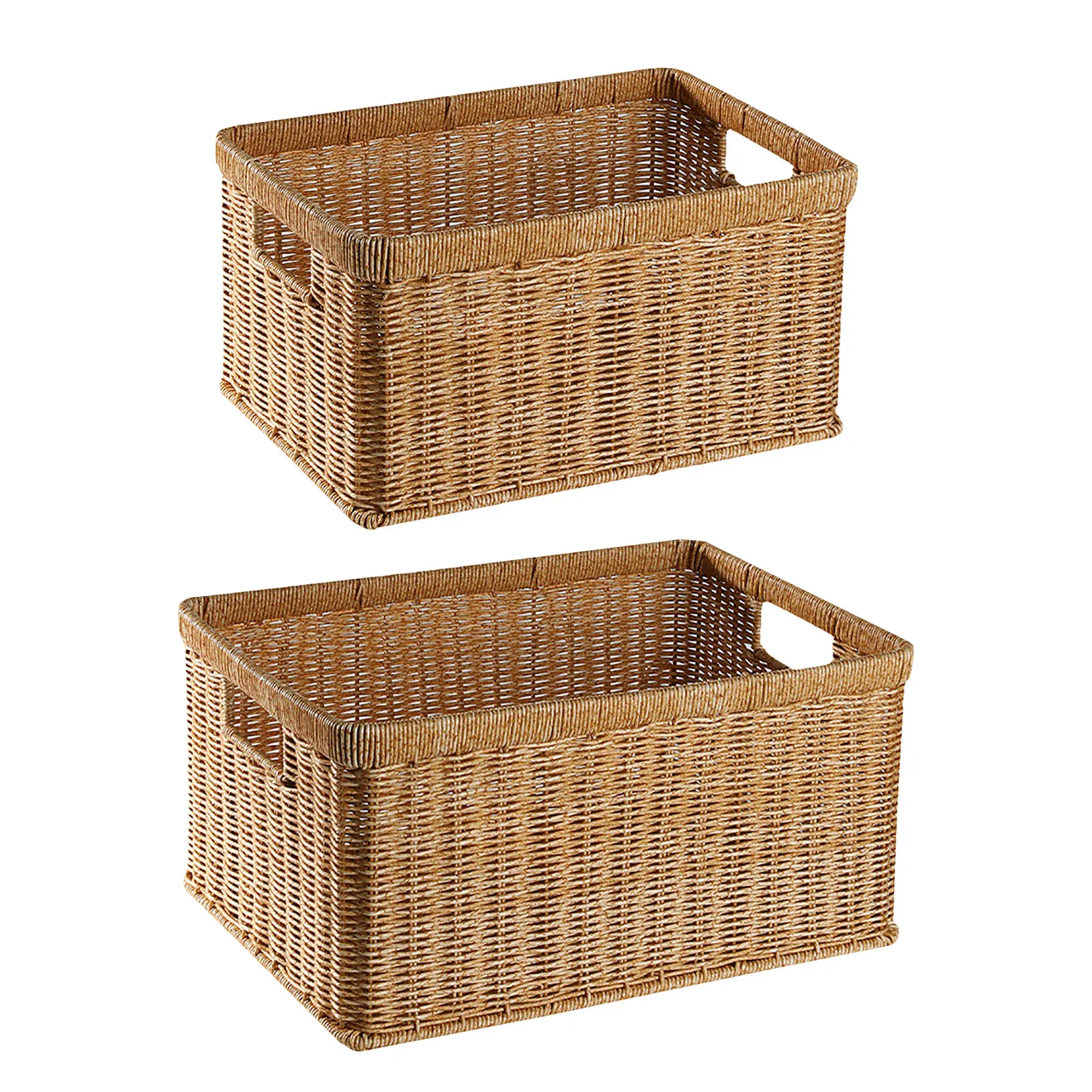 

Wicker Basket Rattan Dirty Clothes Basket Storage Basket Hand-woven Rattan Wicker Basket Cosmetic Rectangular Storage Box