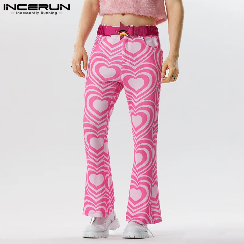 

Sexy Stylish Style Trousers INCERUN Men Fashion Multi-layer Love Element Pattern Long Pants Casual Male Hot Sale Pantalons S-5XL