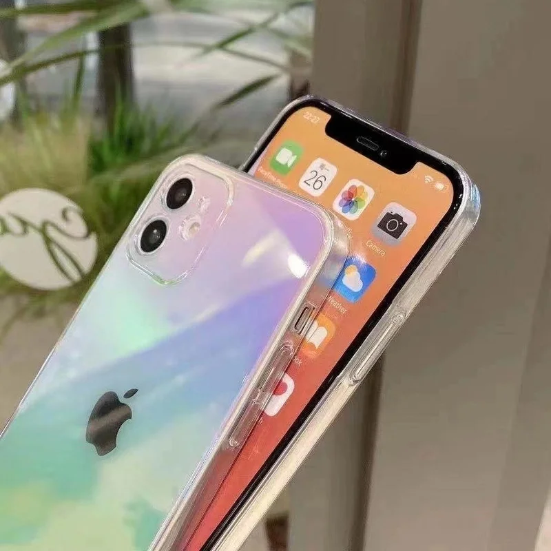 Luxury Aurora Laser Gradient Transparent Phone Case For iPhone 13 12 Pro Max 11 11Pro XS Max X XR 7 8 Plus 12 Mini SE 2020 Cover