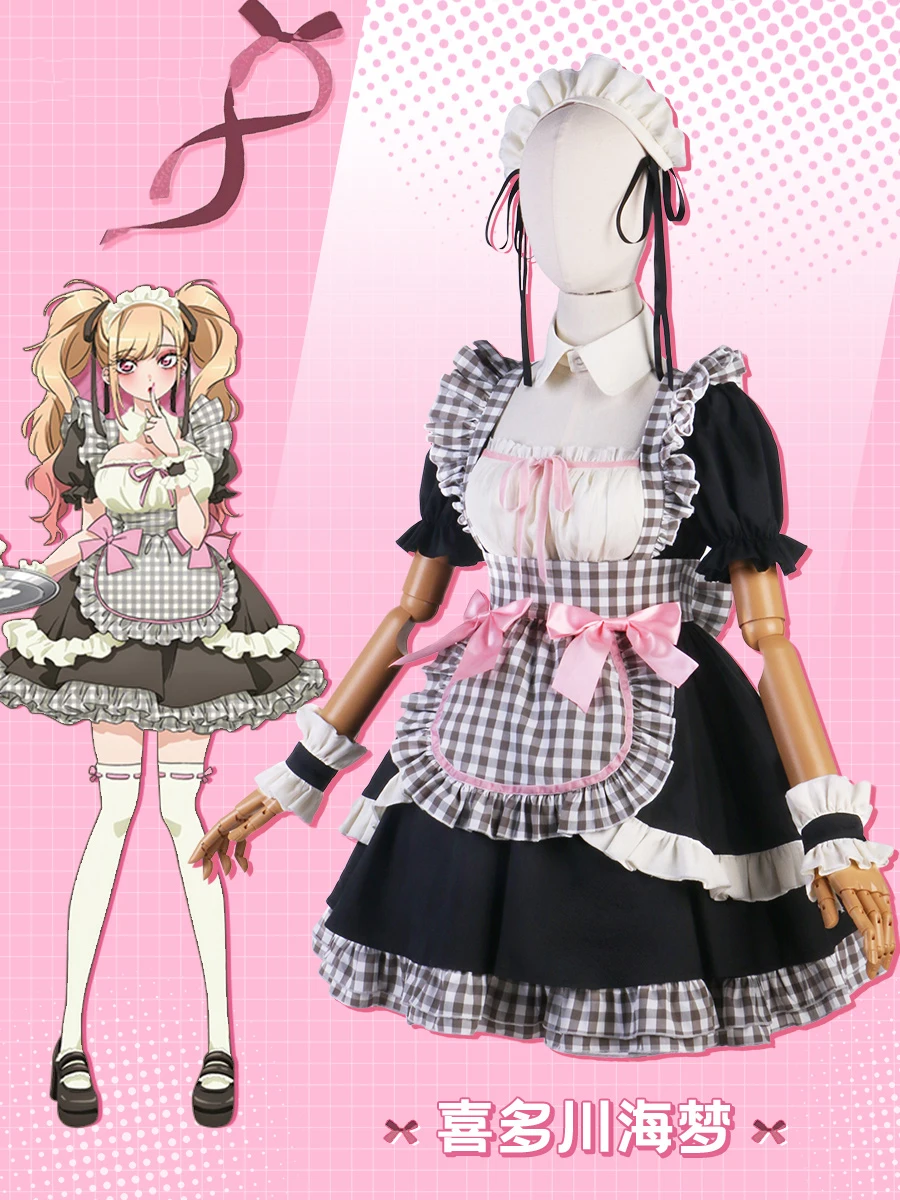 

COS-HoHo My Dress-Up Darling Kitagawa Marin Lovely Maid Dress Lolita Uniform Cosplay Costume Halloween Party Outfit Women