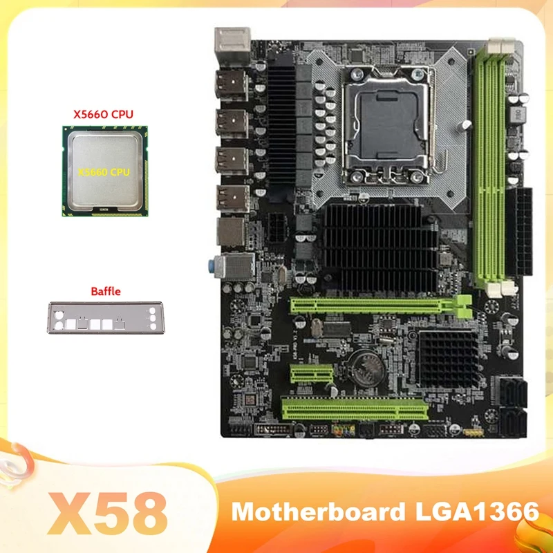 

X58 Motherboard LGA1366 Computer Motherboard Support XEON X5650 X5670 Series CPU Support RX Graphics Card With X5660 CPU