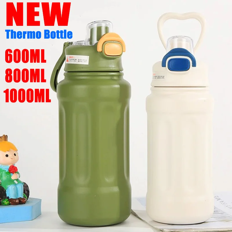 

600ML/800ML/1000ML Stainless Steel Thermos Water Bottle Large Capacity Thermo Bottle Portable And Hot Tumbler Cup Thermoses Mug